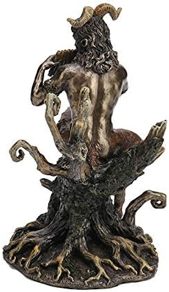 9 1/2 Inch Pan Playing Flute Cold Cast Resin Bronze Finish Statue Home Decor
