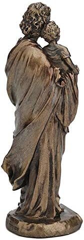 Veronese Design 3 3/8 Inch Saint Joseph Cast Resin Hand Painted Antique Bronze Finish Statue Home Decor