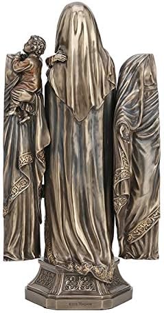 Veronese Design 11 3/8 Inch Lady of Grace Virgin Mary Polyptych Sculpture of Nativity Cold Cast Resin Bronze Finish Statue Home Decor