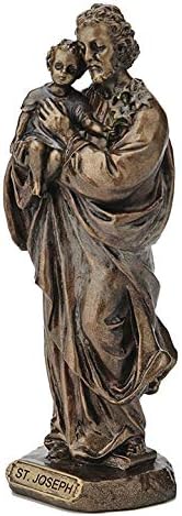 Veronese Design 3 3/8 Inch Saint Joseph Cast Resin Hand Painted Antique Bronze Finish Statue Home Decor