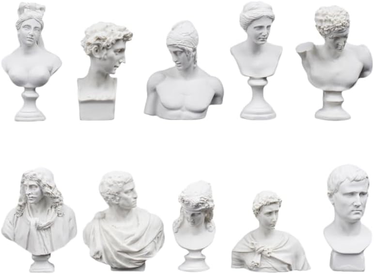 Headless Statue Greek God Bust 10pcs Mini Figures of Greek Mythology Statue Resin Sculpture World Famous Figurine Home Desktop Decor Retro Art Room Figurine Sketch