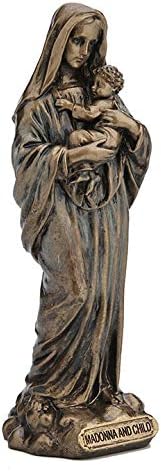Veronese Design 3 3/8 Inch Madonna and Baby Jesus Virgin Mary Cast Resin Hand Painted Antique Bronze Finish Statue Home Decor