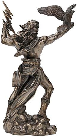8 1/2 Inch Greek God Zeus Thunderbolt Strike Cold Cast Resin Antique Bronze Finish Statue Home Decor