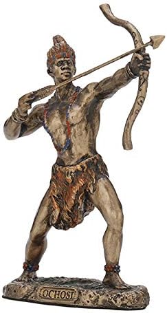 Veronese Design 3 7/8 Inch Ochosi Santeria Orisha The Divine Hunter Cast Resin Hand Painted Antique Bronze Finish Statue Home Decor
