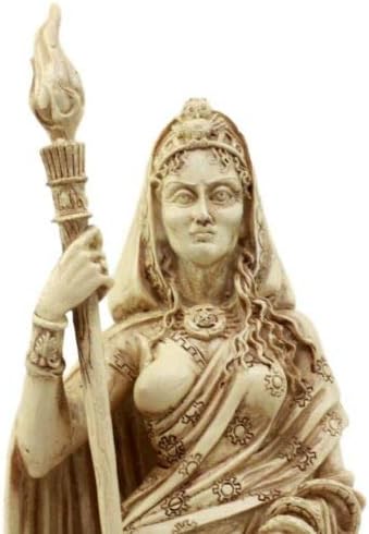 Ebros Gift Pagan Wicca Deity Hecate Statue Greek Goddess of Magic Witchcraft & Necromancy Hekate with She-Dogs Decorative Figurine Triple Goddess Form Feminism Symbol Sculpture (Ivory Beige)