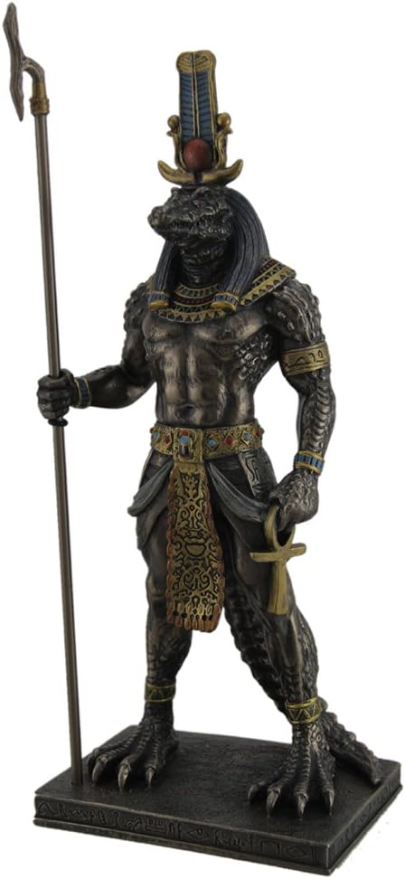 Zeckos Sobek Ancient Egyptian Crocodile God Of The Nile Bronzed Finish Statue