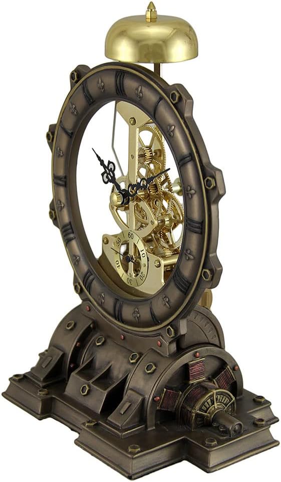 Veronese Design Time's Gate Metallized Steampunk Generator Desktop Striking Clock