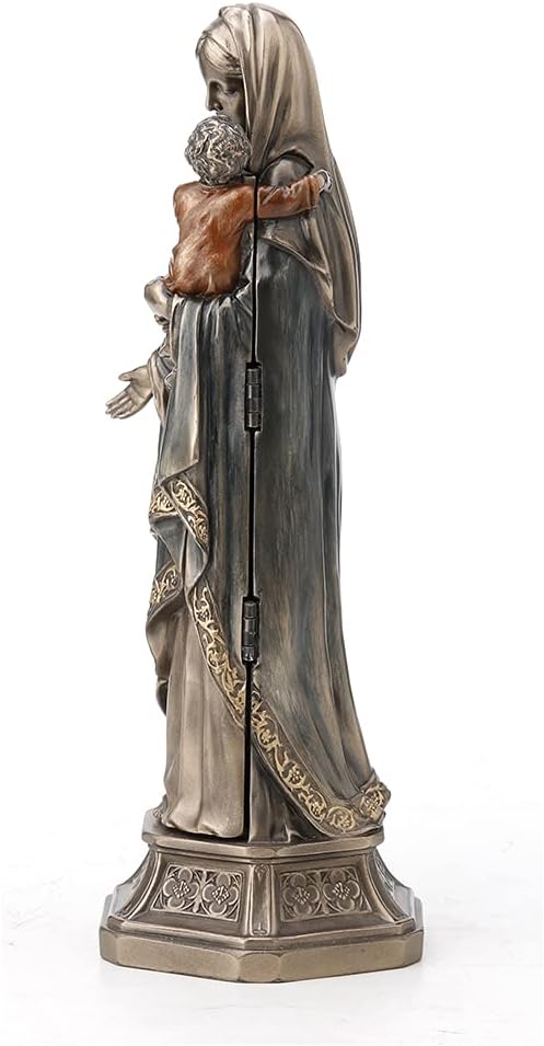 Veronese Design 7 7/8 Inch Tall Madonna and Baby Jesus Triptych Religious Decor Gift Cold Cast Bronzed Resin Faith Collecitbles Nativity Design