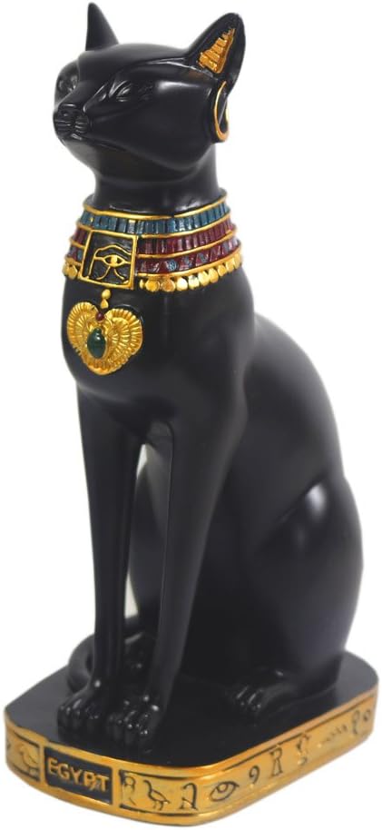 KiaoTime 9.5" Ancient Egypt Kitty Egyptian Bastet Cat Goddess Statue Collectible Bastet Sculpture (9.5" Tall)