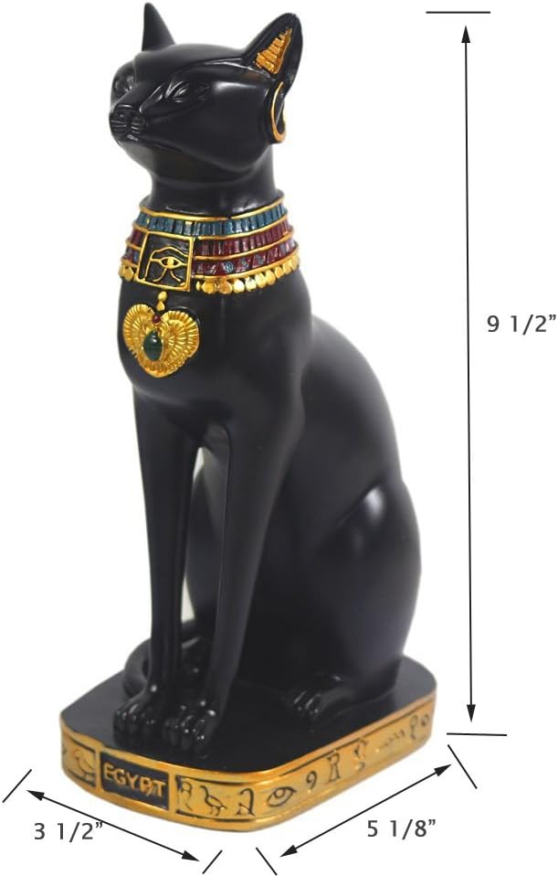 KiaoTime 9.5" Ancient Egypt Kitty Egyptian Bastet Cat Goddess Statue Collectible Bastet Sculpture (9.5" Tall)
