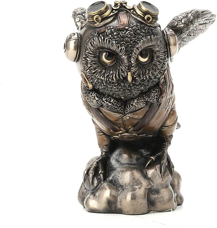 Veronese Design 4 1/8" Flying Ace Aviator Owl Steampunk Cold Cast Bronzed Resin Statue Animal Figurine Military Collectible
