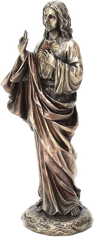 Veronese Design 8 1/4" Tall Sacred Heart of Jesus Cold Cast Bronzed Resin Statue Religious Sculpture Home Decor Gift
