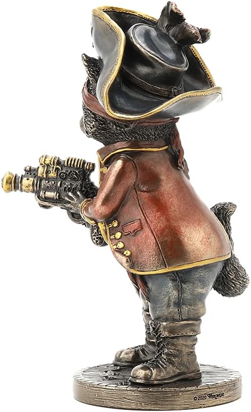 Veronese Design Bronze Finish Jolly Roger Steampunk Buccaneer Raccoon Statue