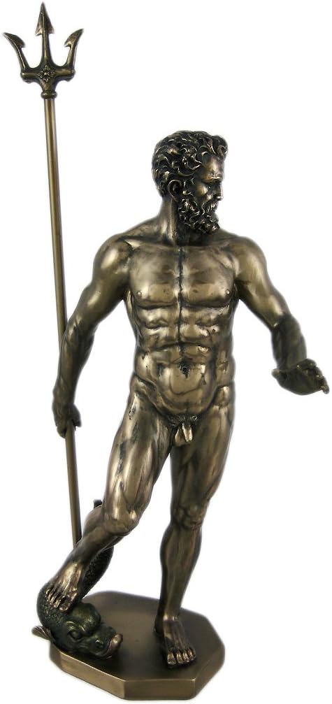 Greek God Poseidon Nude Bronzed Statue Neptune
