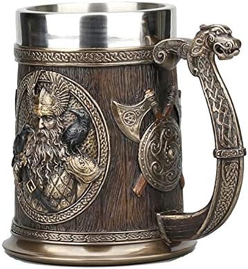 Veronese Design 5 7/8 Inch Viking Norse Gods Thor Odin Long Boat Beer Stein Cold Cast Resin Bronze Finish Statue Home Decor