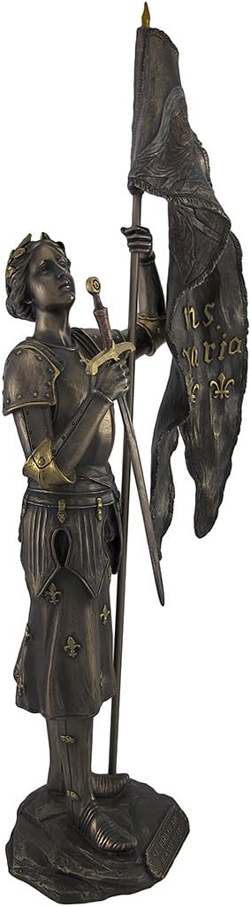 Veronese Bronzed Saint Joan of Arc With Sword and Flag Statue