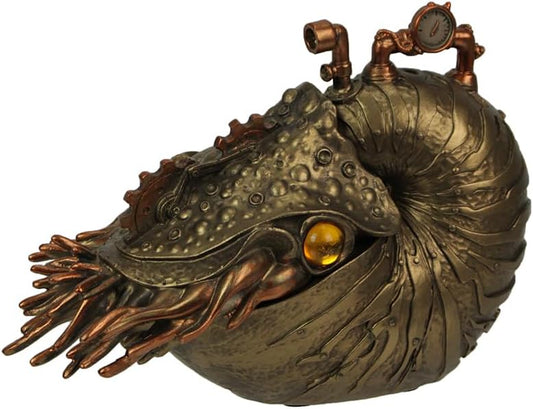 Zeckos Bronze/Copper Finish Steampunk Nautilus Shell Sea Monster Fantasy Décor Tabletop Statue: Captivating 9-Inch Long Maritime Masterpiece from the Ocean's Depths