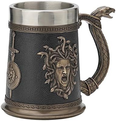 Veronese Design 5 3/4 Inch Greek Medusa Beer Stein Cold Cast Resin Antique Bronze Finish Statue Home Decor