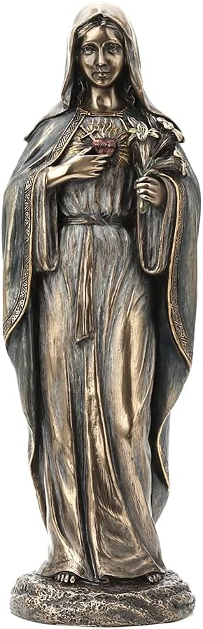 8 1/8" Tall Immaculate Heart of Mary Cold Cast Bronzed Resin Sculpture Religious Figurine Spiritual Collectibles