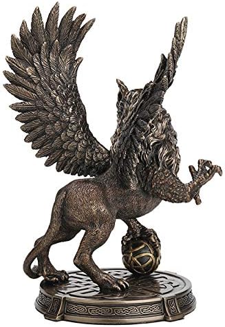 Veronese Design 9 5/8 Inch Legendary Guardian Griffin Celtic Knot Platform Resin Cast Hand Painted Antique Bronze Finish Statue