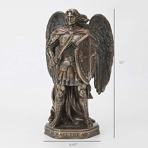 Veronese Design 11 Inch Archangel Saint Michael Sword and Shield with Base Cold Cast Resin Bronze Finish Statue Home Decor