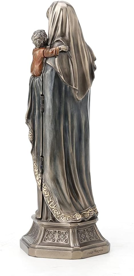 Veronese Design 7 7/8 Inch Tall Madonna and Baby Jesus Triptych Religious Decor Gift Cold Cast Bronzed Resin Faith Collecitbles Nativity Design