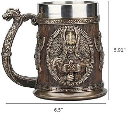 Veronese Design 5 7/8 Inch Viking Norse Gods Thor Odin Long Boat Beer Stein Cold Cast Resin Bronze Finish Statue Home Decor