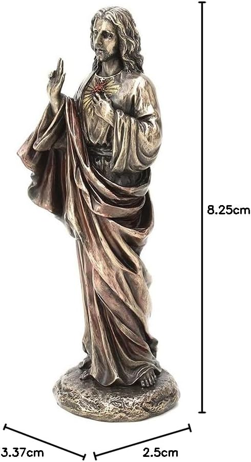 Veronese Design 8 1/4" Tall Sacred Heart of Jesus Cold Cast Bronzed Resin Statue Religious Sculpture Home Decor Gift