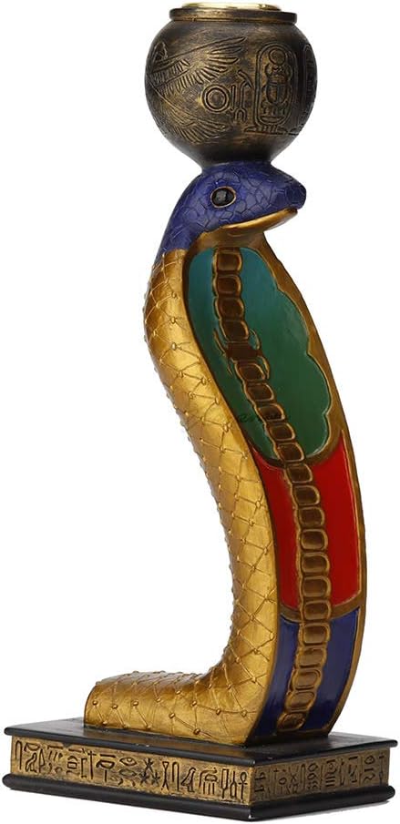 Veronese Design 8.5 Inch Egyptian Uraeus Cobra Candle Holder Hand Painted Polyresin Snake Figurine Sculpture
