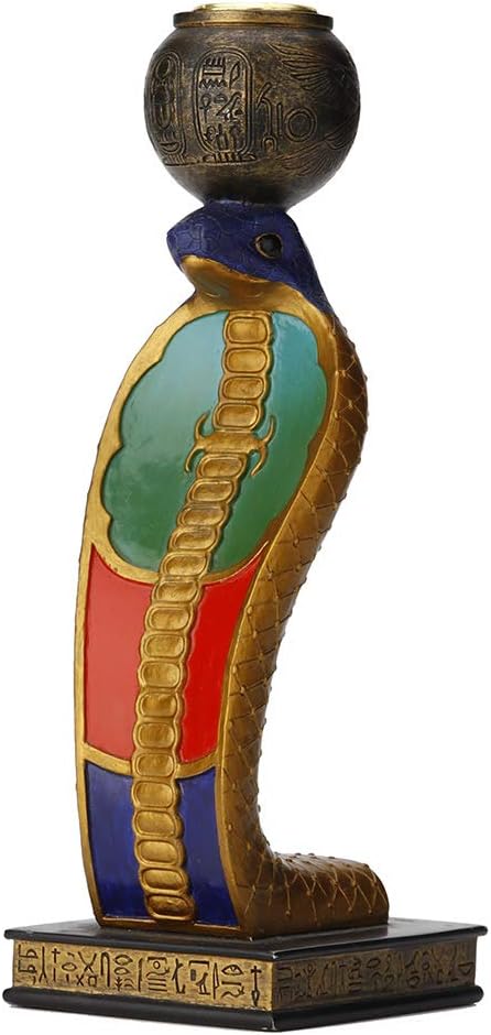 Veronese Design 8.5 Inch Egyptian Uraeus Cobra Candle Holder Hand Painted Polyresin Snake Figurine Sculpture