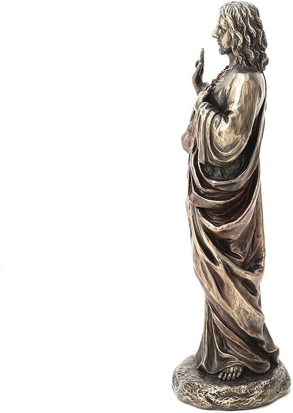 Veronese Design 8 1/4" Tall Sacred Heart of Jesus Cold Cast Bronzed Resin Statue Religious Sculpture Home Decor Gift