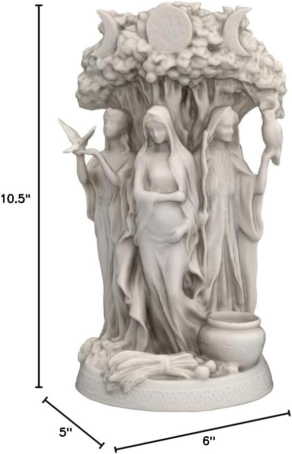 10.5" Tall Danu Irish Triple Goddess of The Tuatha De Danann Resin Statue White Finish Statue
