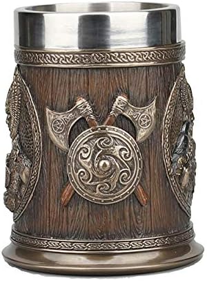 Veronese Design 5 7/8 Inch Viking Norse Gods Thor Odin Long Boat Beer Stein Cold Cast Resin Bronze Finish Statue Home Decor