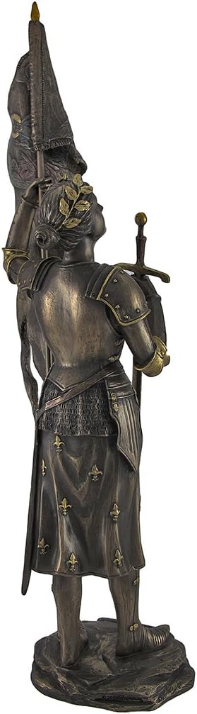 Veronese Bronzed Saint Joan of Arc With Sword and Flag Statue
