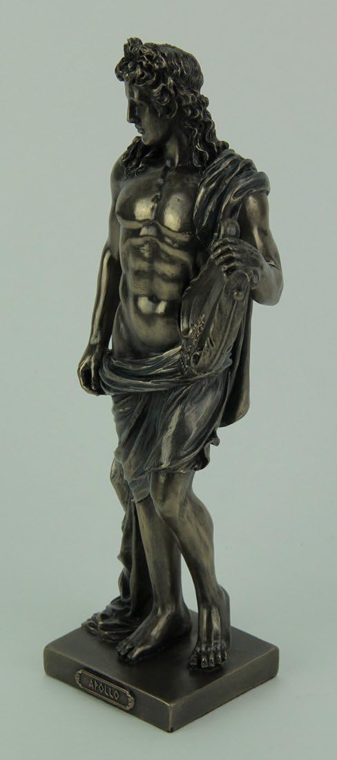 Polyresin Posing Greek God Apollo Holding His Lyre Statue