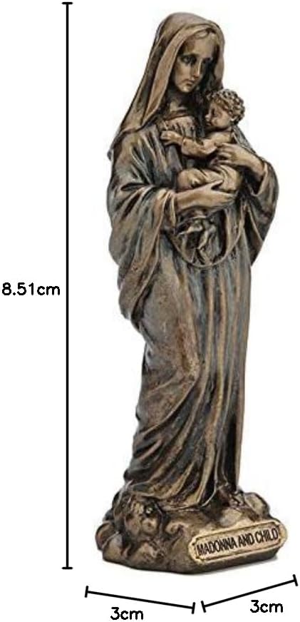 Veronese Design 3 3/8 Inch Madonna and Baby Jesus Virgin Mary Cast Resin Hand Painted Antique Bronze Finish Statue Home Decor