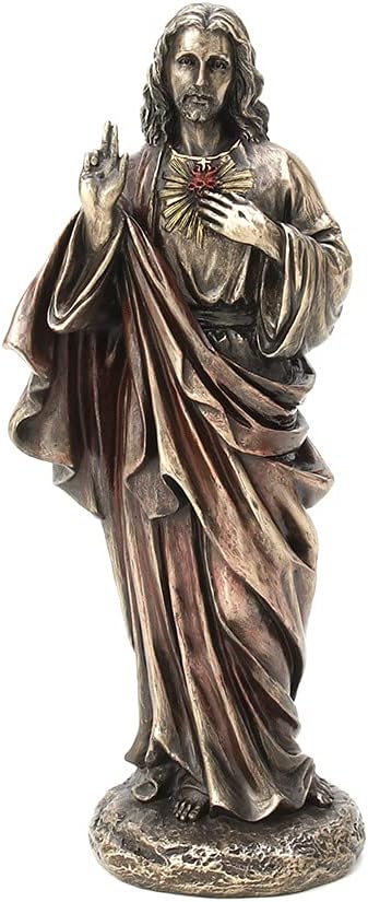 Veronese Design 8 1/4" Tall Sacred Heart of Jesus Cold Cast Bronzed Resin Statue Religious Sculpture Home Decor Gift