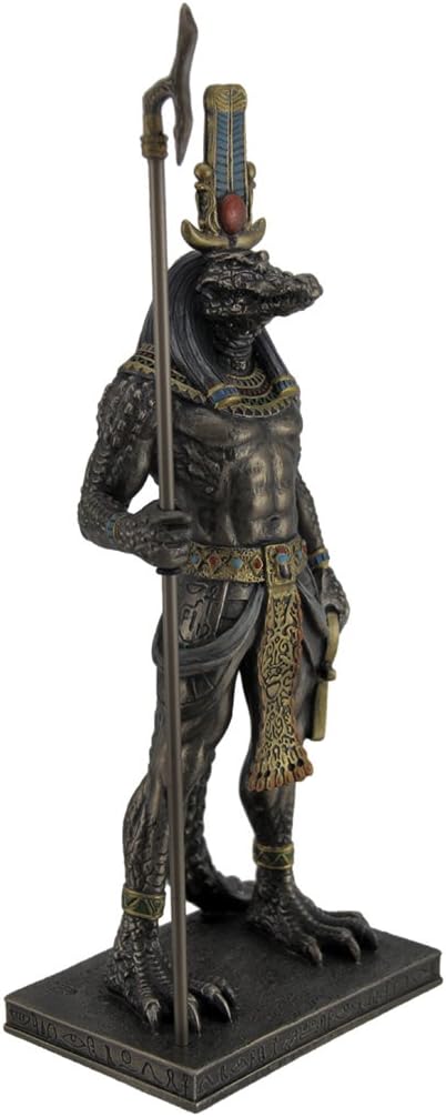 Zeckos Sobek Ancient Egyptian Crocodile God Of The Nile Bronzed Finish Statue