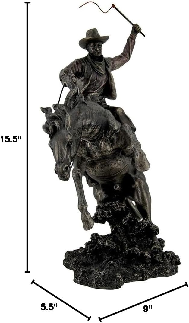 Veronese Design Resin Statues Bronzed Rodeo Cowboy and Bucking Bronco Statue 13 Inches Tall 9 X 15.5 X 5.5 Inches Bronze