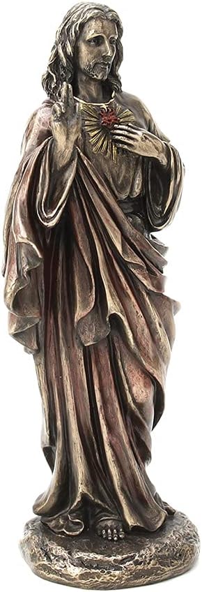 Veronese Design 8 1/4" Tall Sacred Heart of Jesus Cold Cast Bronzed Resin Statue Religious Sculpture Home Decor Gift