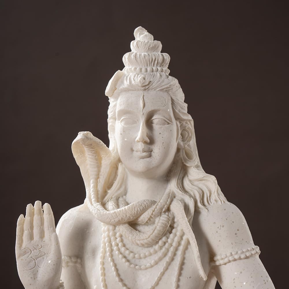 White Resin Lord Shiva Statue, Meditation Pose, Hindu Deity Sculpture, Indian God Statues (13 Centimeters)