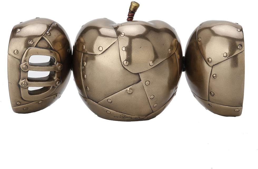 Veronese Design 3.5 Inch Steampunk Mechanicus Apple Clock Antique Bronze Finish Table Top Sculpture Fruit Figurine