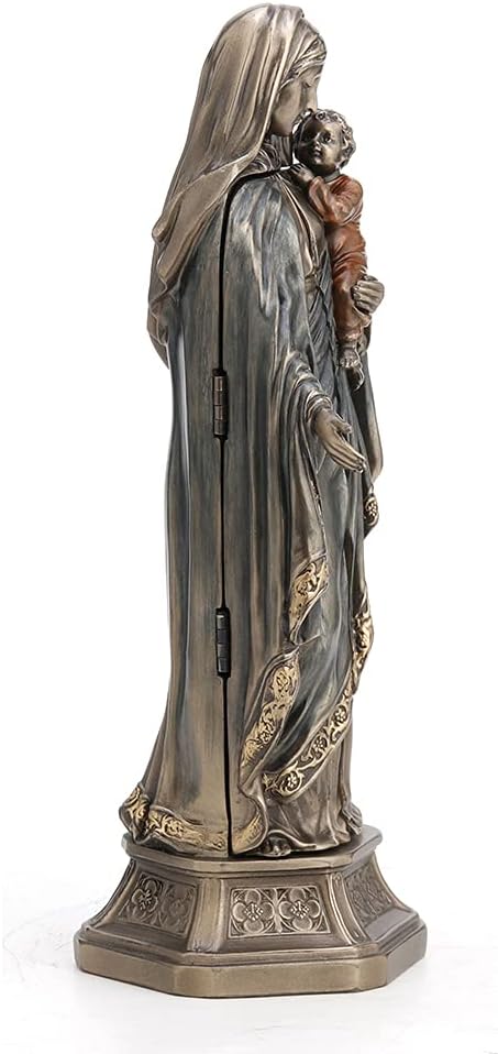 Veronese Design 7 7/8 Inch Tall Madonna and Baby Jesus Triptych Religious Decor Gift Cold Cast Bronzed Resin Faith Collecitbles Nativity Design
