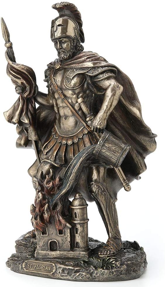 Veronese Design 9 Inch Saint Florian Patron Saint of Firefighters Antique Bronze Finish Christian Holy Roman Greek Statue