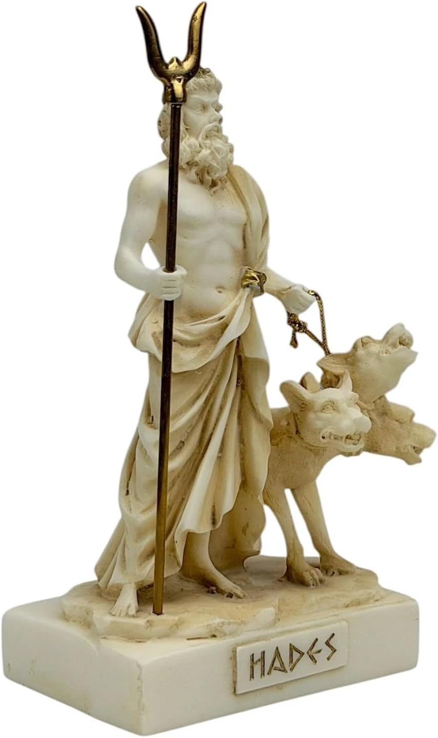 Hades Pluto Greek God of Underworld & Cerberus Figure Statue Sculpture 5.1in