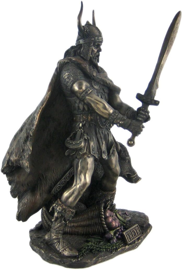 US Norse God Freyr Bronzed Finish Statue Pagan Fertility