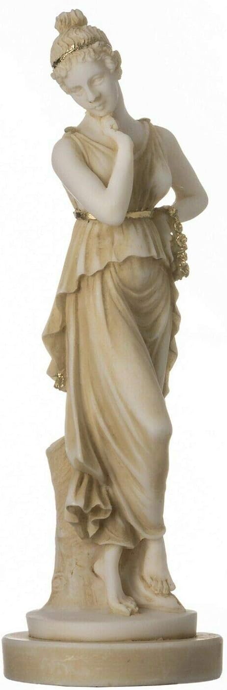 BeautifulGreekStatues Persephone Goddess Of The Underworld Springtime Gold FlowerVegetation Statue 7"