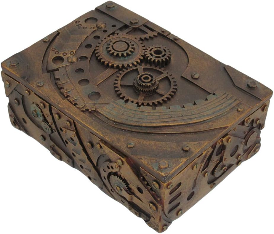 7.75 Inch Steampunk Themed Pressure Gauge Box Statue Figurine