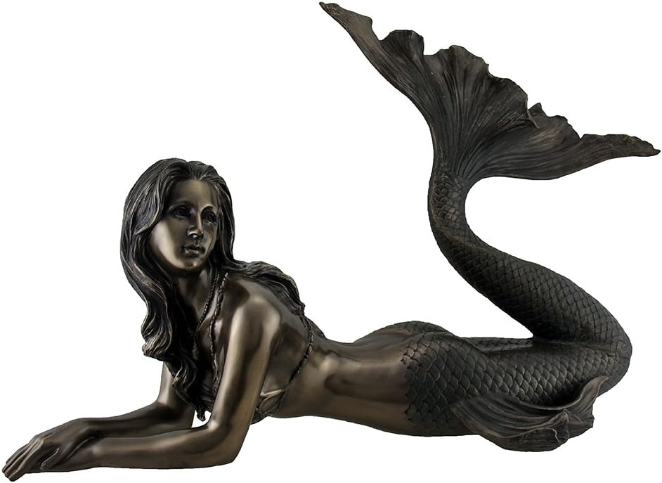 Veronese Large Bronze Finish Mermaid Statue 25 Inches Long