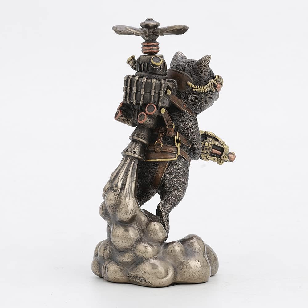 Veronese Design 5 1/2 Inch Tall Steampunk Cat Propeller Animal Collectible Figurine Cold Cast Bronzed Resin Statue